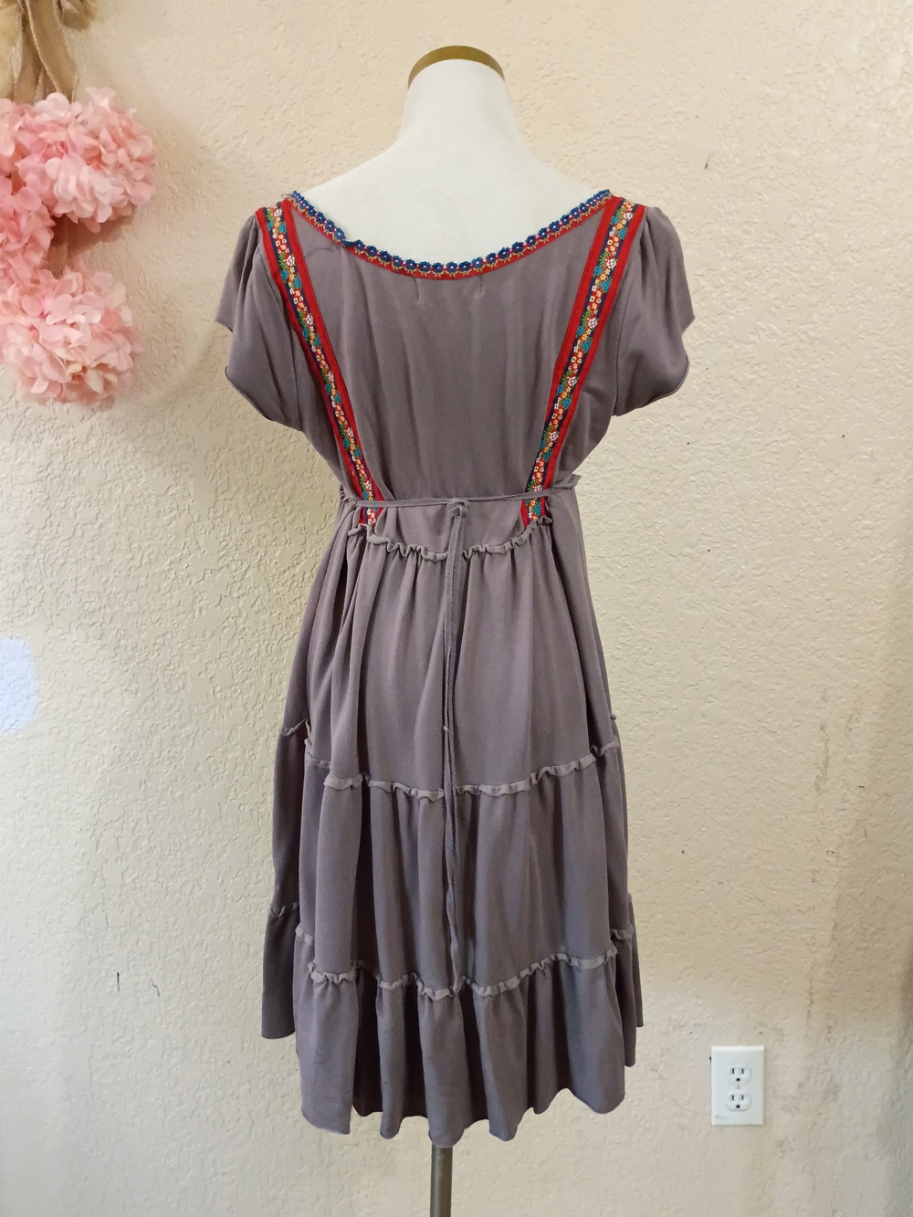 Free People Embroidered Tiered Dress L - Picture 5 of 9